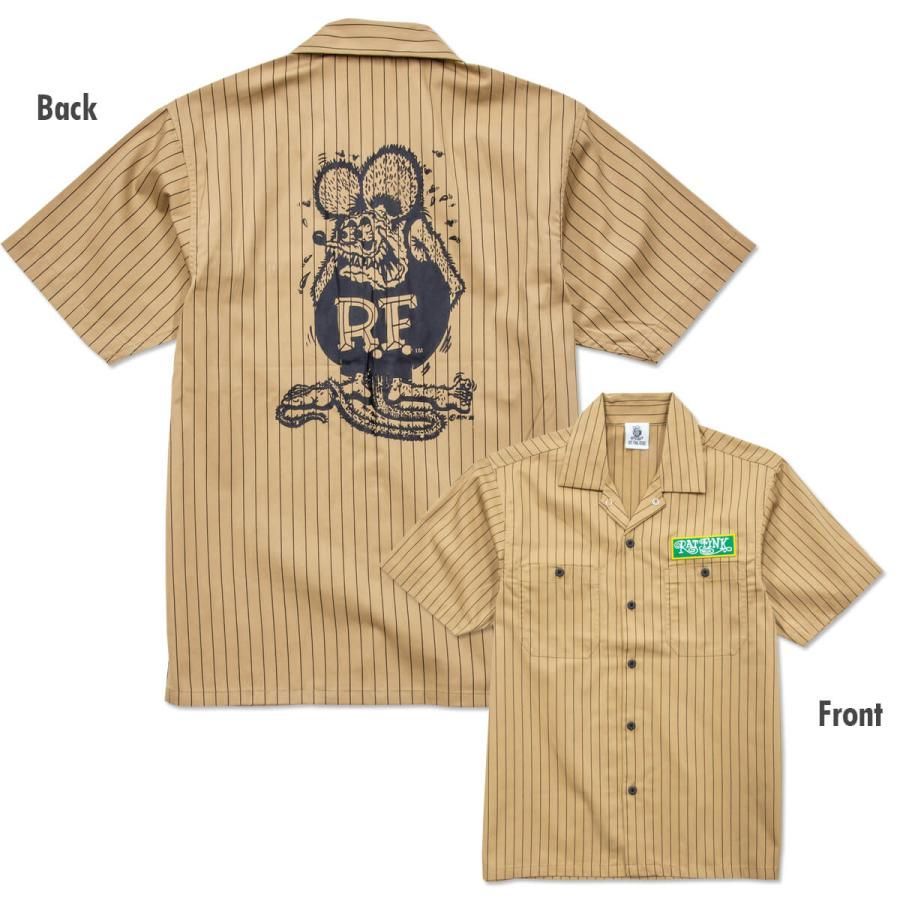 ラットフィンク　ストライプ ワークシャツ RAT FINK ラットフィンク Rat Fink ストライプ ショート