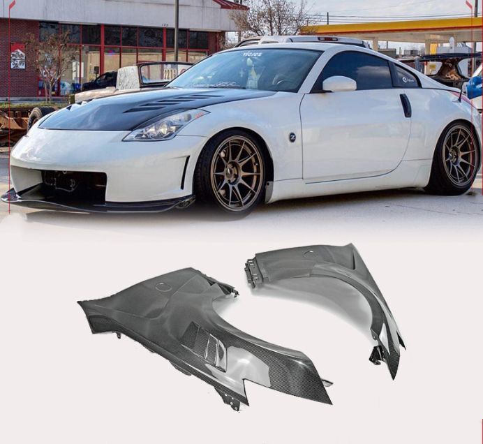 日産 フェアレディZ Z33 350Z 用 EPA風 本物カーボン製 フロントフェンダー改装用カスタムパーツ