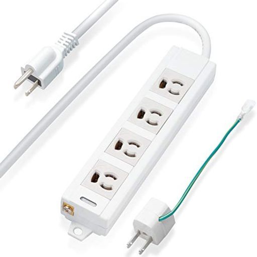 定番人気，お買い得 エレコム電源タップマグネット付抜け止めコンセント壁取付用固定フック付3P-2P変換アダプタ付4個口10mT-ECOH34100NMグレー その他