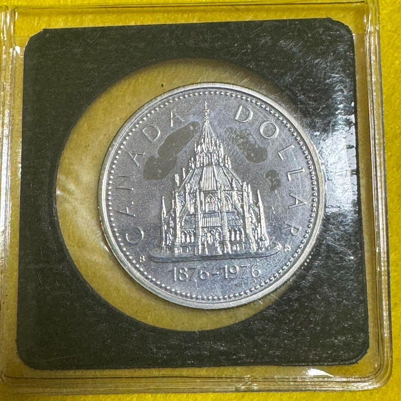 1976年カナダ銀貨1ドル オタワ議会図書館100周年記念銀貨