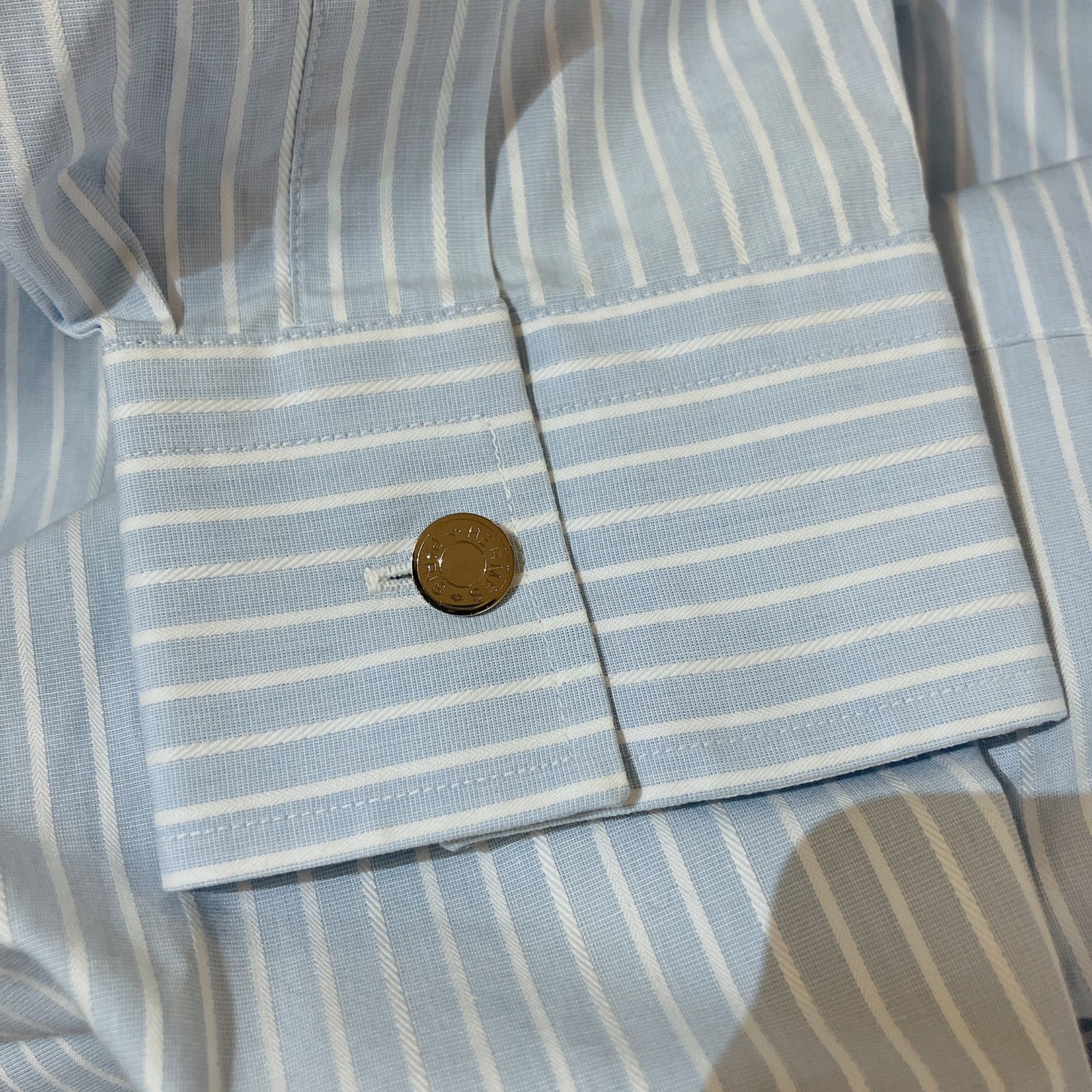 HERMES エルメス シャツ ブルー ストライプ 長袖 メンズ 40 - メルカリ
