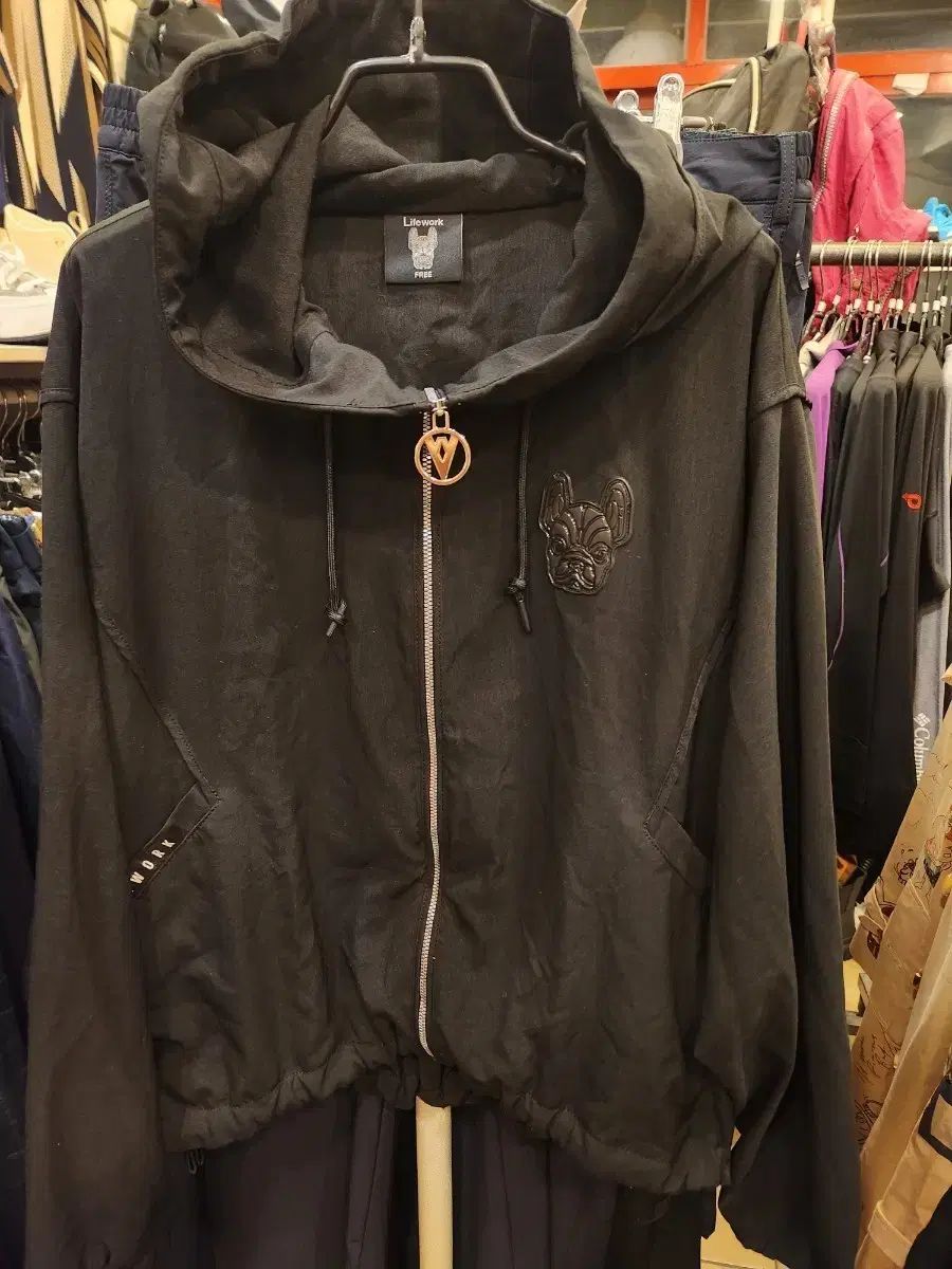 Life Work ライフウォーク 黒 フード ジップアップ