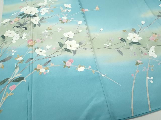 平和屋着物○訪問着 友禅 作家物 枝花文 暈し染め 正絹 逸品