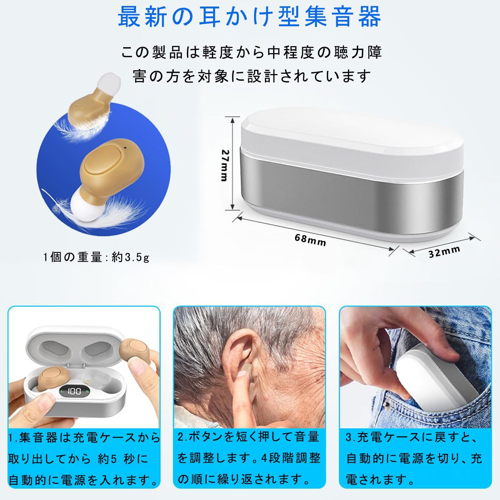 Vimaydo 集音器 しゅうおんき 高齢者集音器 音声拡聴器 両耳対応 Vimaydo 集音器 しゅうおんき 高齢者集音器 音声拡聴器 両耳対応