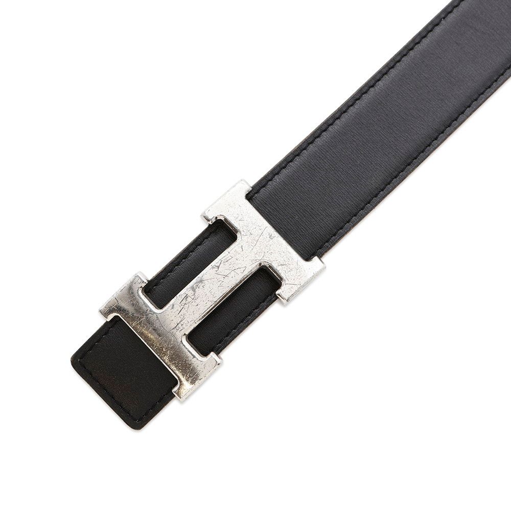 HERMES ブラック ベルト 75 エルメス ベルト Hベルト ブラック/ゴールド/シルバー金具