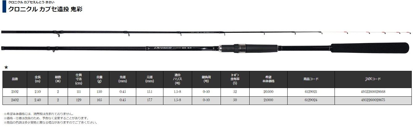  クロニクル カブセ遠投 鬼彩 240 その他ロッド 釣り竿 ロッド