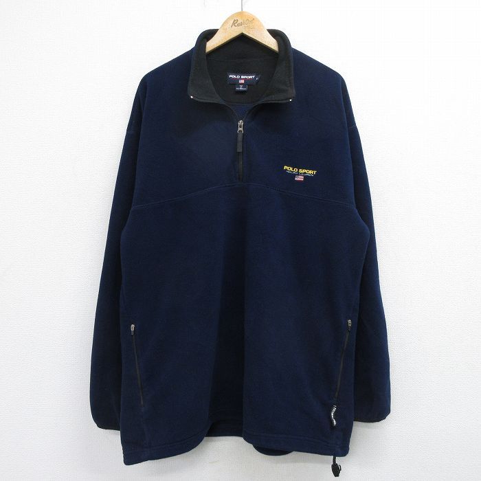 XL/古着 ラルフローレン ポロスポーツ 長袖 ブランド ハーフジップ フリース ジャケット メンズ 90s ワンポイントロゴ ポーラテック 大きい