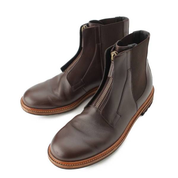 【ドルチェアンドガッバーナ】Dolceu0026Gabbana　メンズ レザー ジップアップ サイドゴア ショートブーツ A60040 ブラウン 8 1/2 【中古】【鑑定済・正規品保証】194248