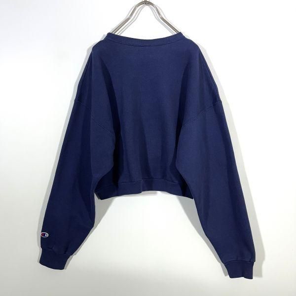  90 s メキシコ製 champion チャンピオン カレッジ スウェット トレーナー ショート丈 紺 ネイビー Lサイズ トレーナー スウェット トップス