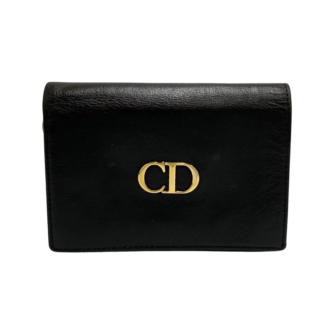 極 美品 Christian Dior クリスチャン ディオール CD ロゴ 金具 レザー