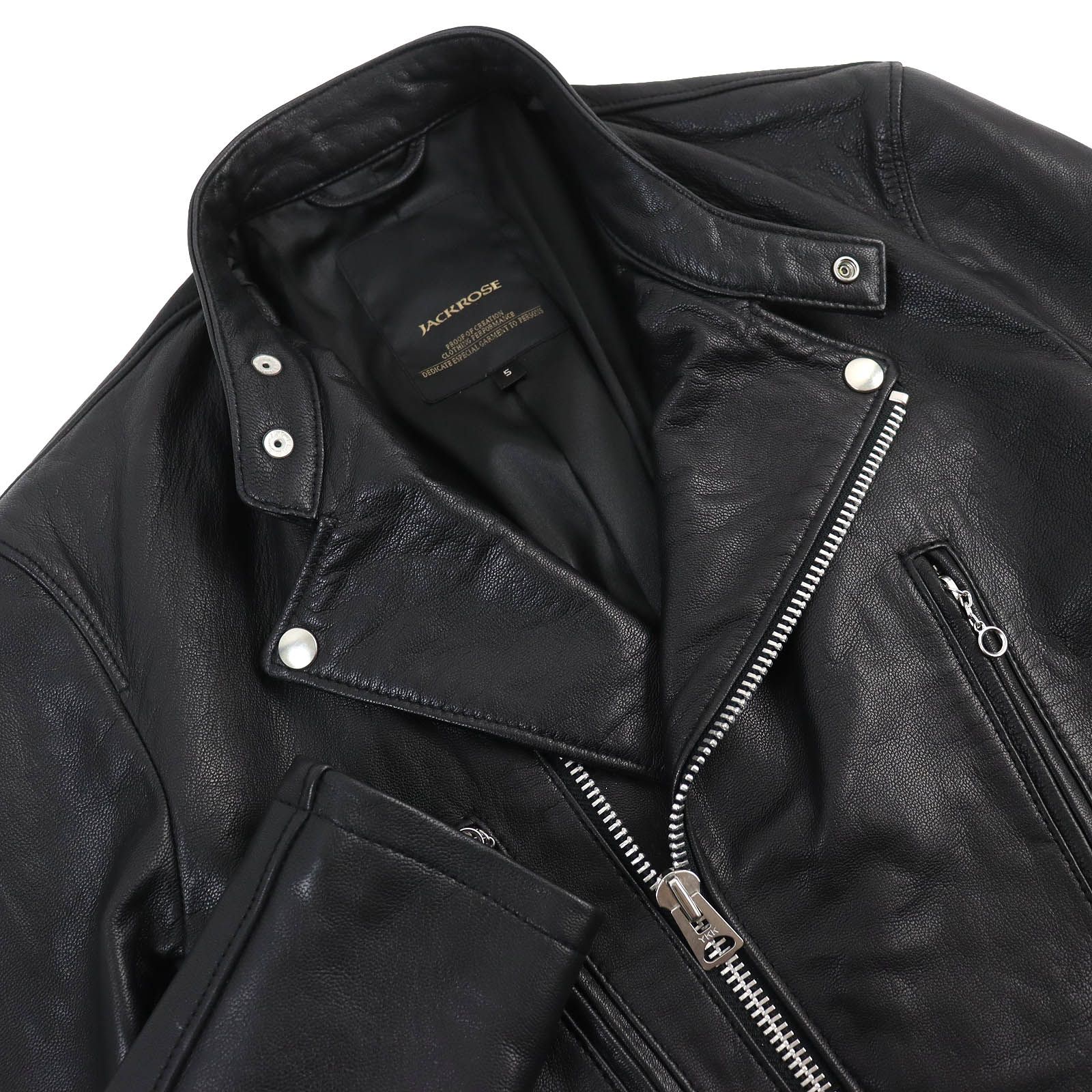 美品】ジャックローズ ダブルライダースジャケット 山羊革 ブラック XL