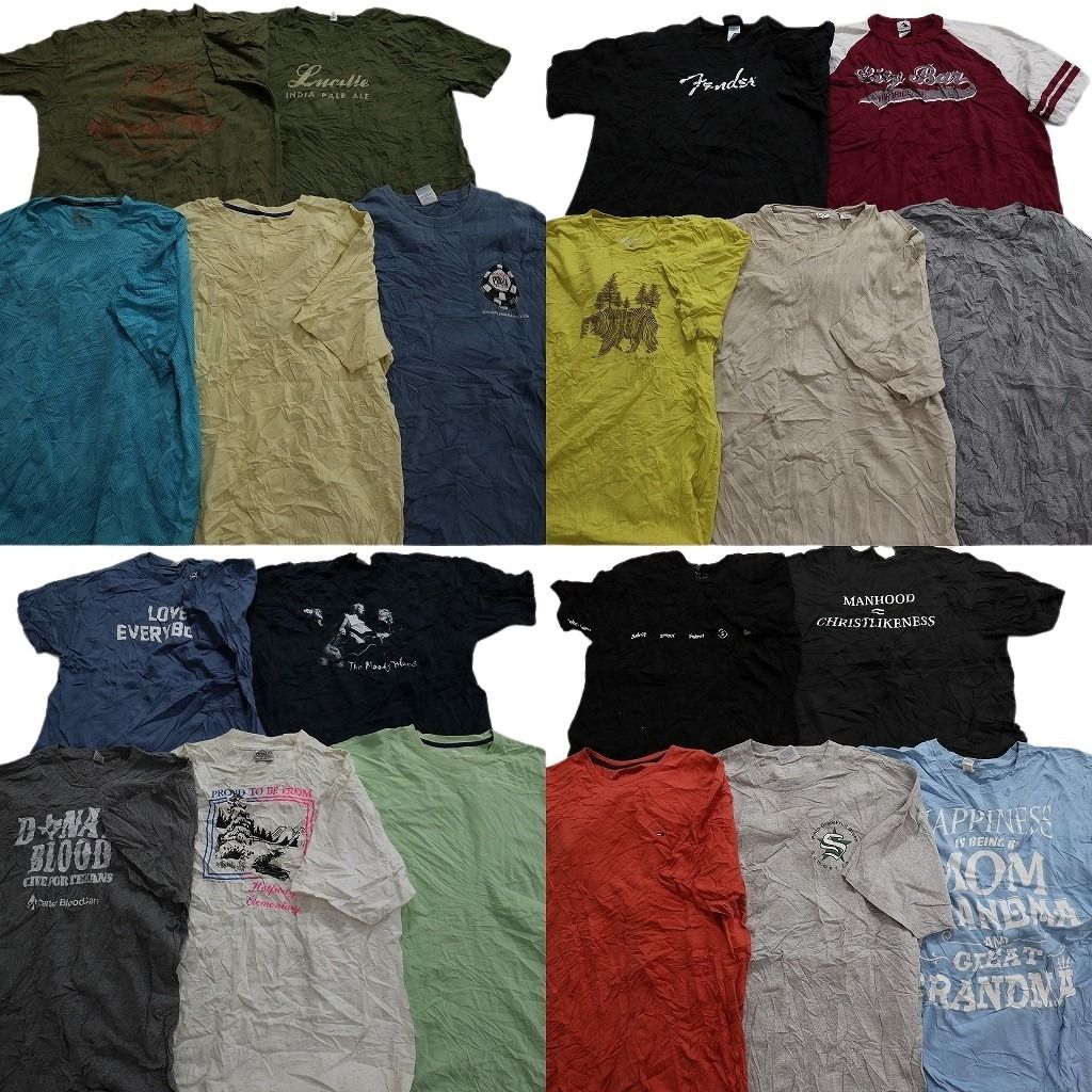 古着卸 まとめ売り カラーmix プリント 半袖Tシャツ 20枚セット (メンズ XL ) 企業 ラグラン フェンダー 無地 中古 古着 MY5143