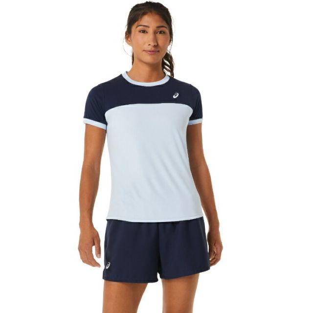asics アシックス WOMEN COURT SS TOP ソフトスカイXミッドナイト M 2042A262 408 | スポーツ用品 スポーツ グッズ ツール アクセサリー 雑貨 小物 使いやすい テニス 衣類 レディース 女性用 M トップス 