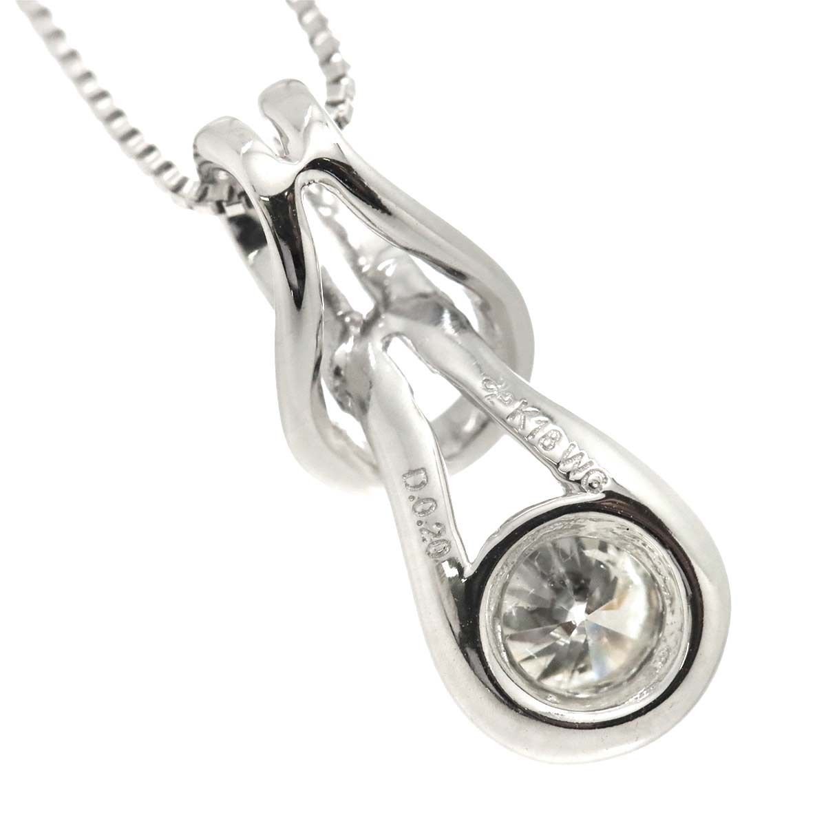 ダイヤ 0.20ct ネックレス 45cm K18 WG ホワイトゴールド 750 Diamond