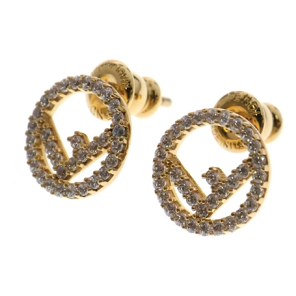 FENDI フェンディ エフイズ ラインストーン ピアス GP ゴールド アクセサリー