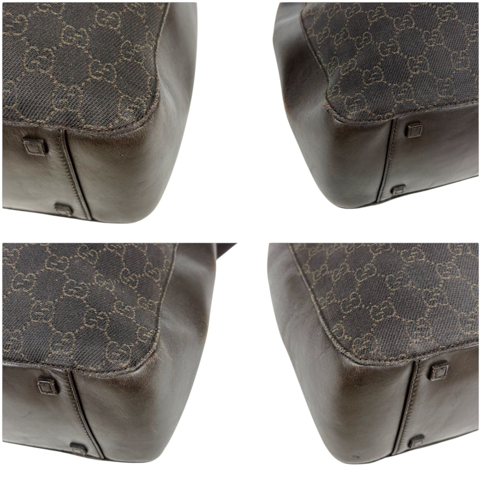 グッチ GUCCI トートバッグ GGキャンバス レザー ブラウン チャーム