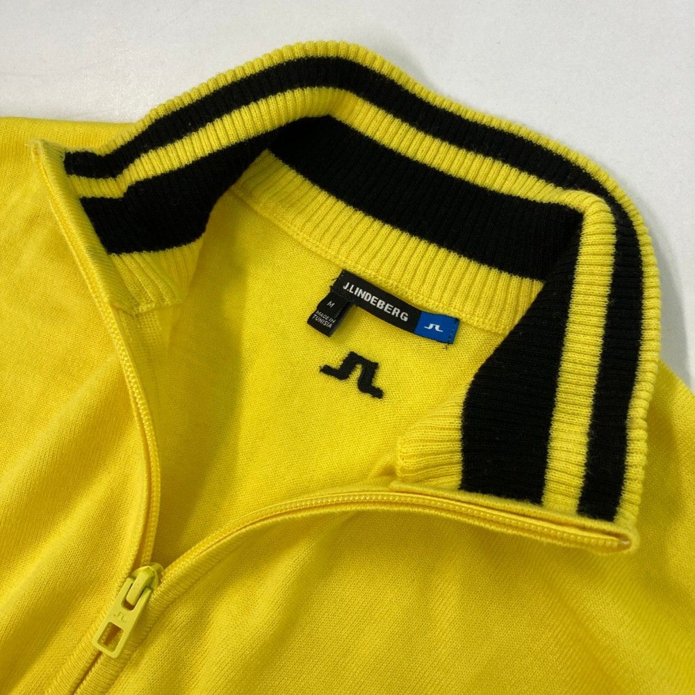J.LINDEBERG ジェイリンドバーグ ハーフジップ ニットセーター イエロー系 M [240101360466] ゴルフウェア メンズ サイズ：M J.LINDEBERG ジェイリンドバーグ ハーフジップ ニット