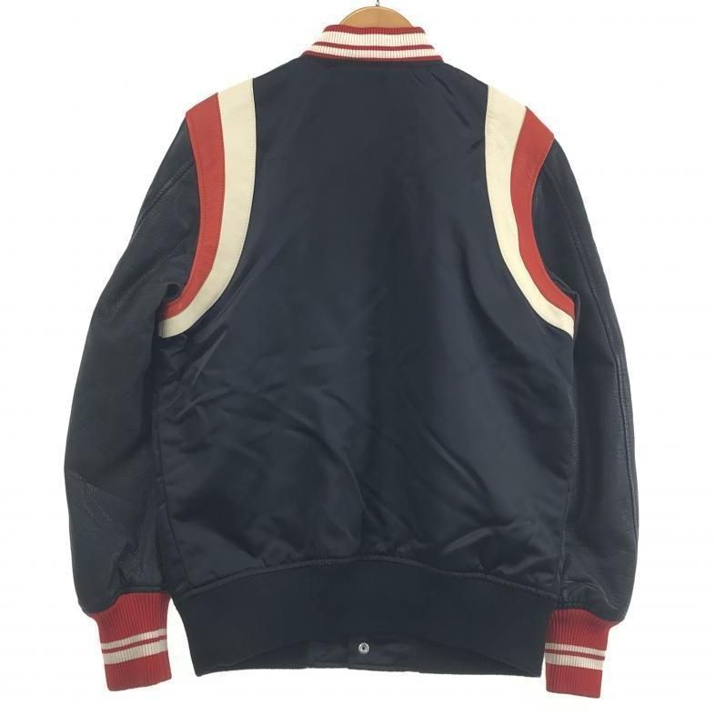 美品★DIESE・ディーゼル レザー切替し ビックワッペン付 スタジャン(S) 中古】DIESEL レザー切替スタジャン S ブラック ディーゼル 牛革