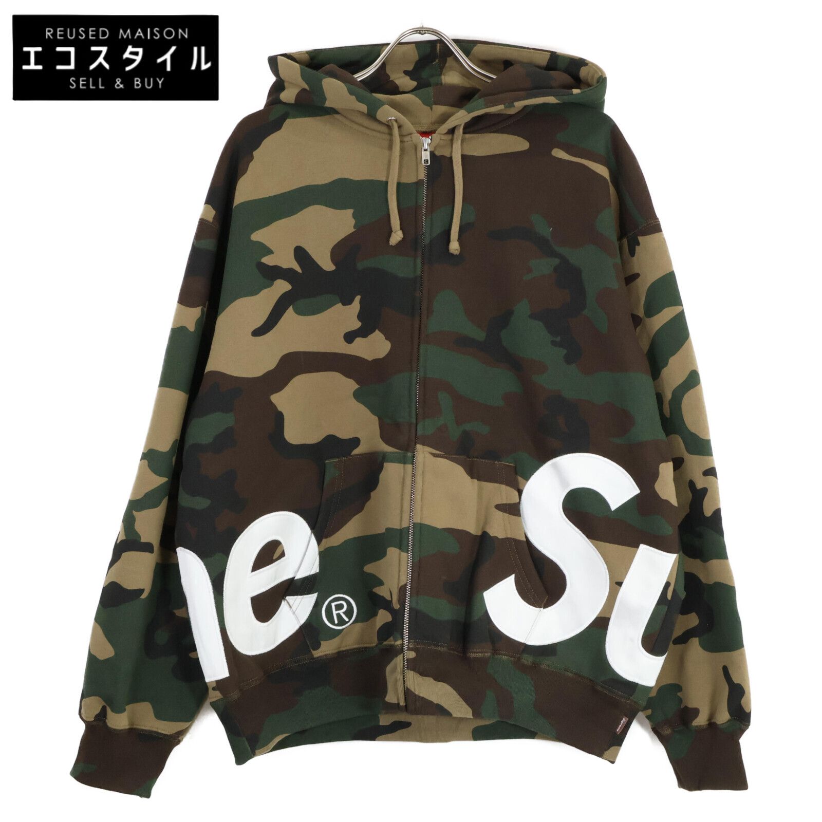 Supreme シュプリーム | 正規|25SS Big Logo Zip Up Hooded Sweatshirt Woodland Camo カモフラ ビッグロゴ ジップアップ パーカー| M