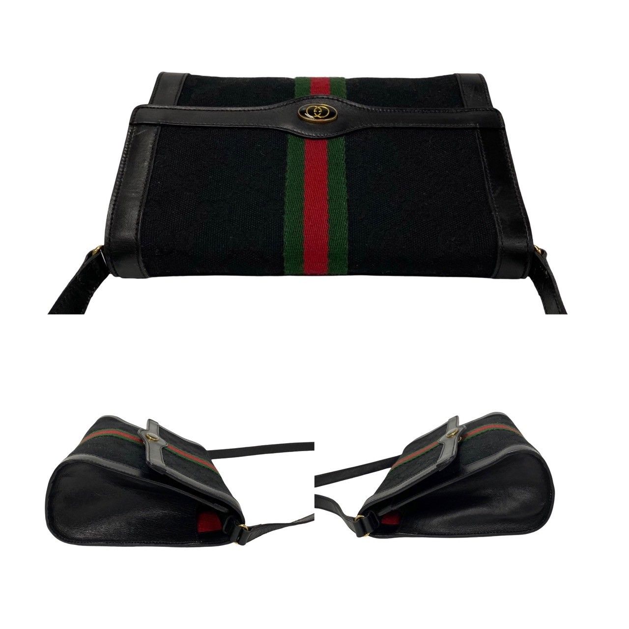 ほぼ未使用 GUCCI オールドグッチ シェリーライン レザー GGキャンバス ディアマンテ ミニ ショルダーバッグ 65406 ブラック - メルカリ