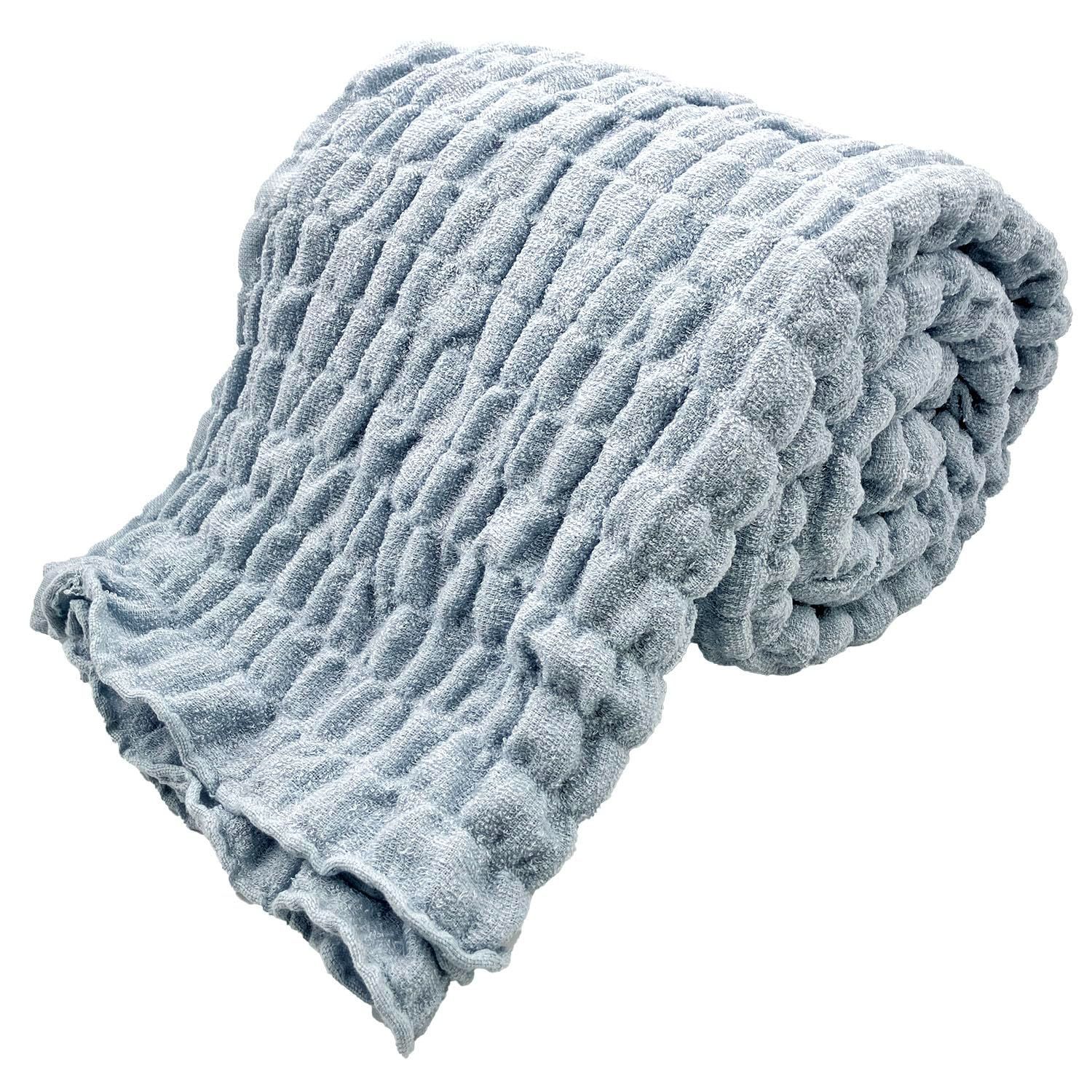 数量 Fresh シンプルフレッシュ Simple タオルケット 夏用 寝具 くしゅくしゅケット レーヨン ブルー シングル 140 cm×190 cm