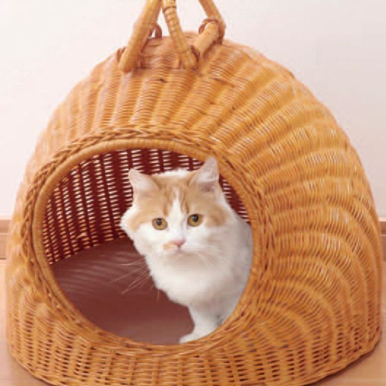 オルネドフォイユ】猫用 籐製ベッド・チェア、専用オリジナル