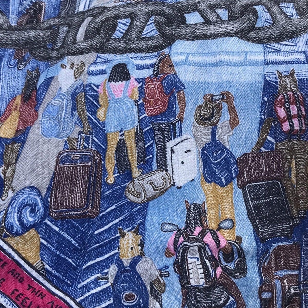 エルメス カレH100 FerryTales ショール マリン カシミヤ/シルク