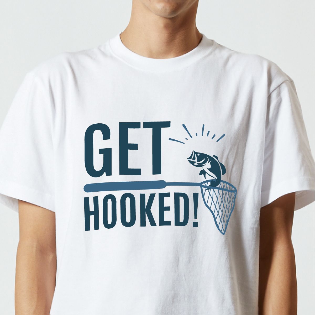 ☆送料無料☆GET HOOKED プリントTシャツ 5001【セージグリーン】文字