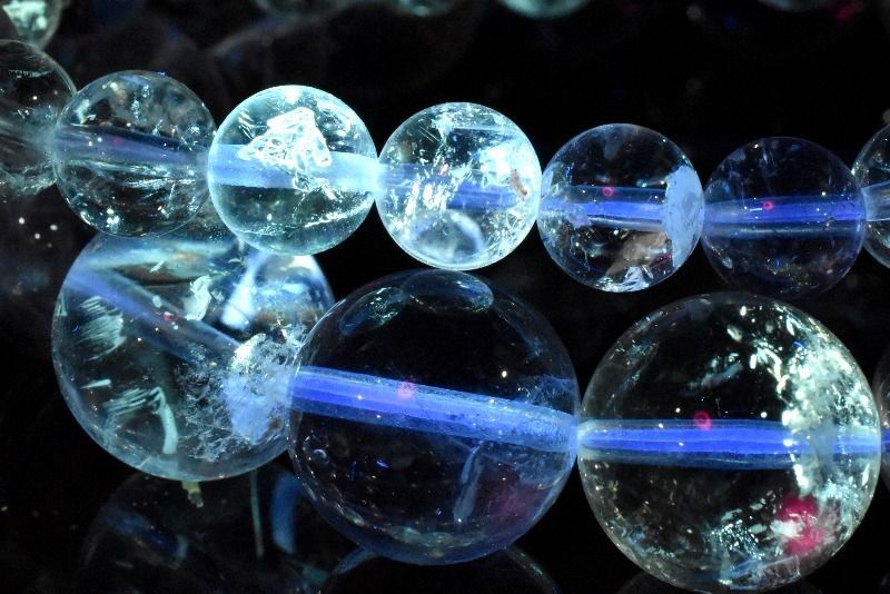 UV発光パキスタン産 オイルインクォーツ石油水晶　12.5mm　ブレスレット 1個売り パワーストーン 天然石 _BG6025-125