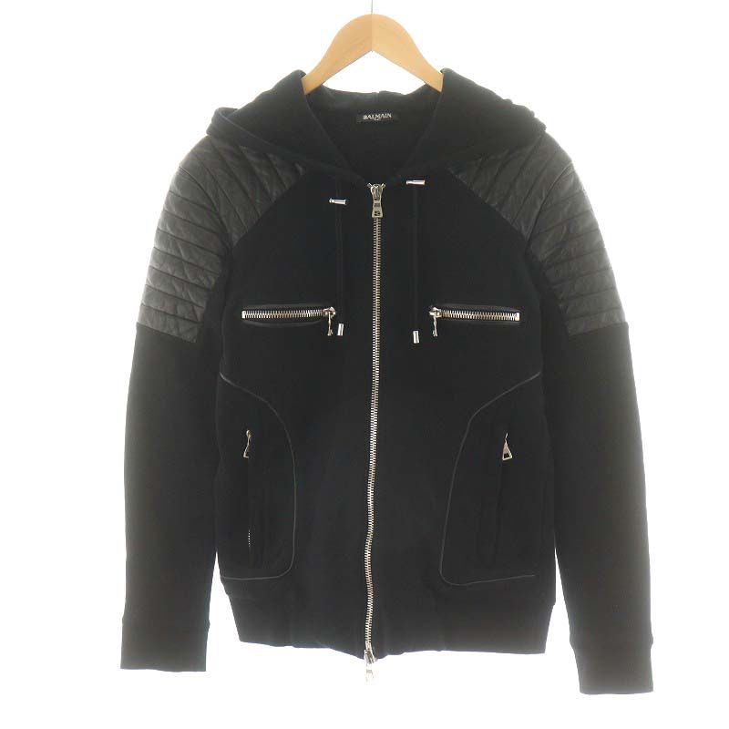 バルマン BALMAIN W5HJ219D125 / ジップアップパーカー 黒 - メルカリ