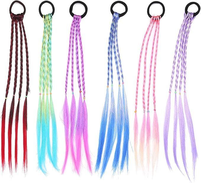 正規品，新作 SHULLIN 6色セット キッズ メッシュ エクステンション ヘアエクステ ウィッグ 三つ編み 編み込み グラデーションカラー エクステ ウィッグ カラフル キッズ 髪 ウィッグ 髪の毛 付け髪 ワンタ 応募券