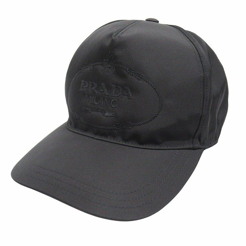 美品 PRADA ブラック ナイロンキャップ 男女兼用 美品】PRADA ブラック