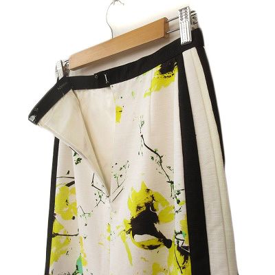 アドニシス Adonisis スカート タイト 総柄 ライン テープ 38 白