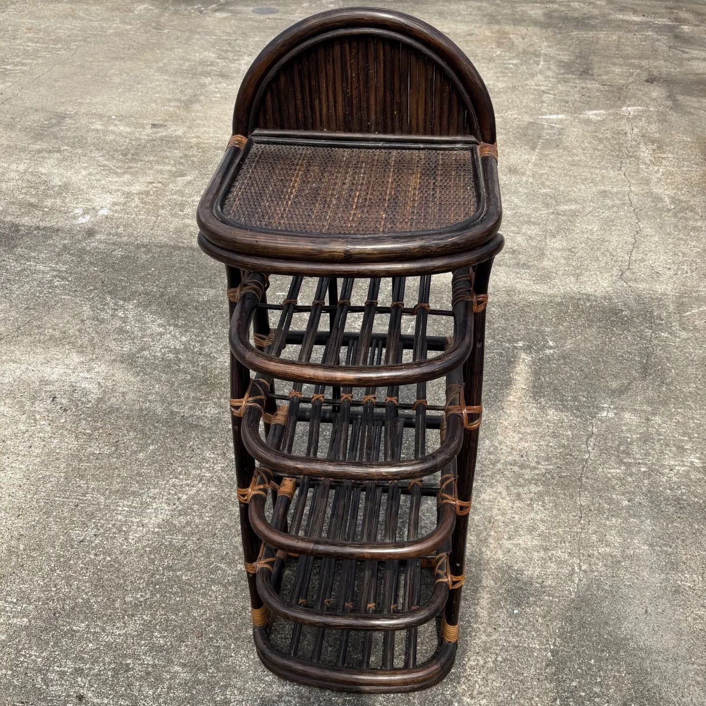 ラタン ラタン棚 藤 スリッパラック シューズラック 焦茶 茶色 レトロ 昭和レトロ ビンテージ ヴィンテージ