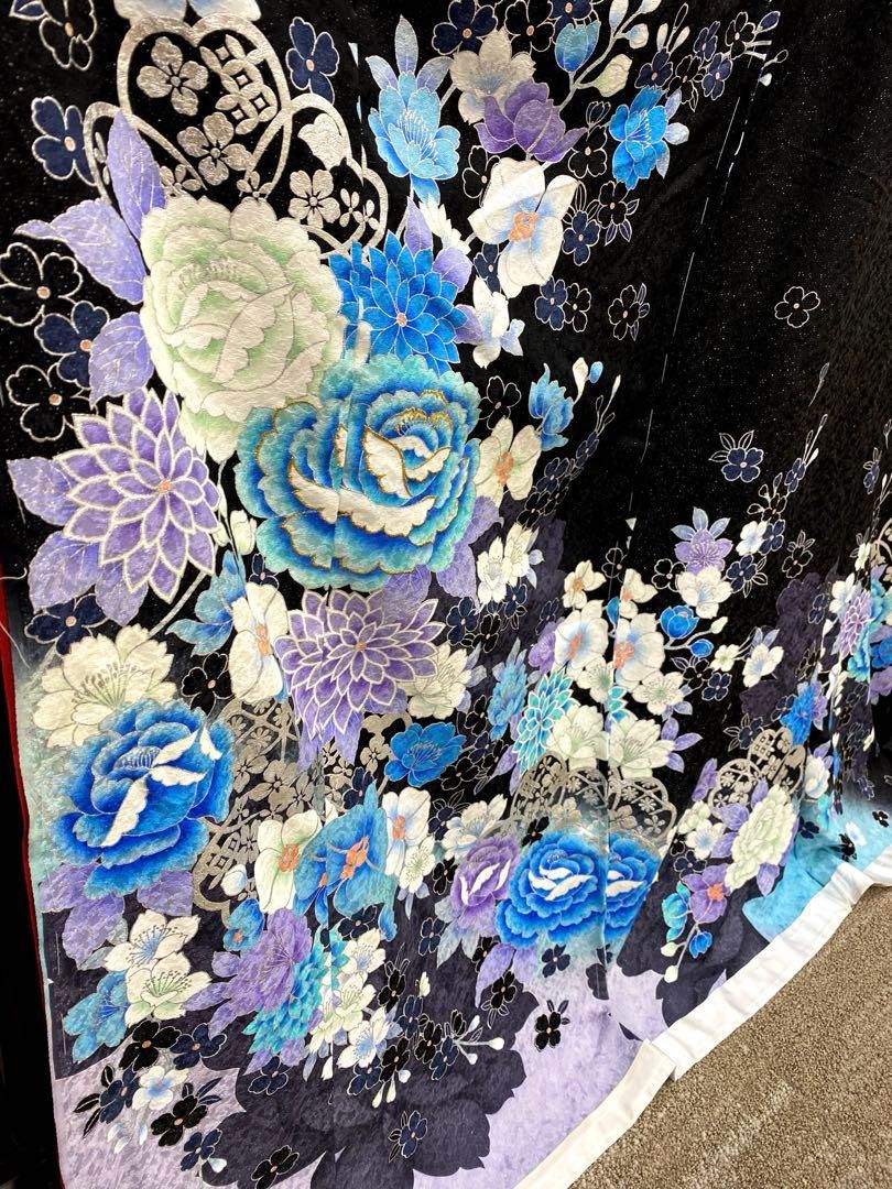 振袖 仮絵羽 舞台衣装 刺繍 金銀彩 正絹 未仕立て品 八掛付き MOK873 