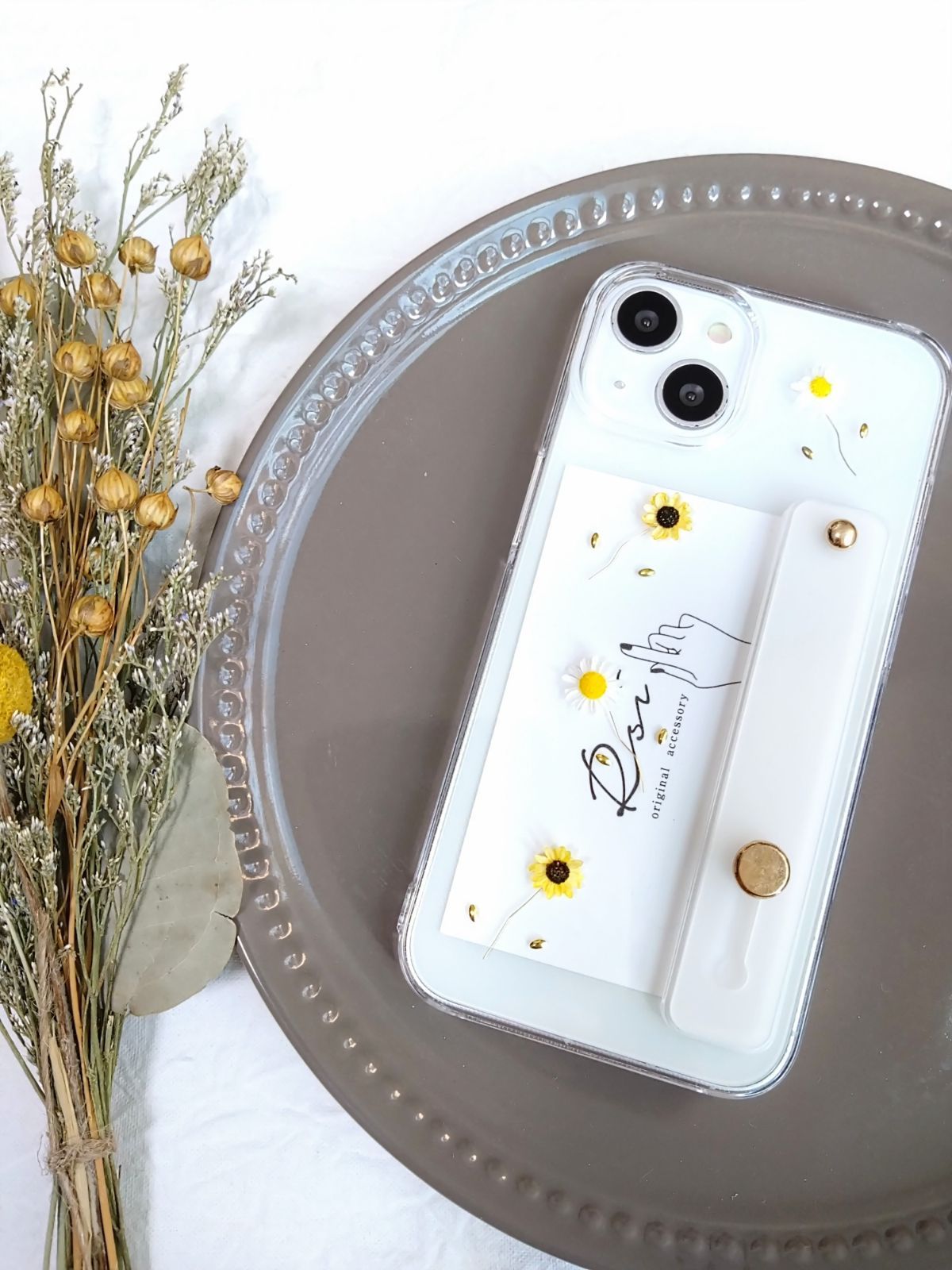 iPhoneケース Android スマホケース ハンドメイド ドライフラワー