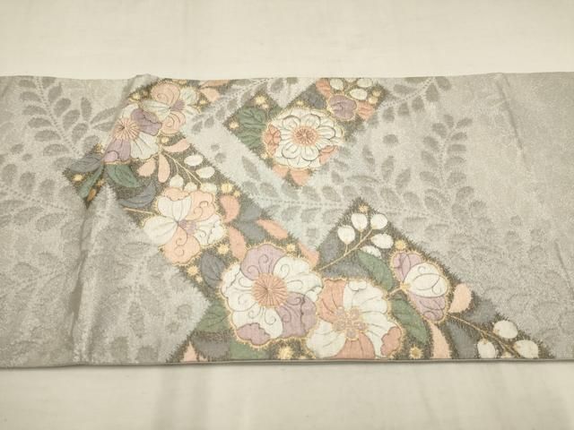 花模様　金糸　花模様　袋帯　着物　121a p 平和屋着物▽太鼓柄袋帯 辻が花 金銀糸 正絹 逸品 AAAZ4285wj
