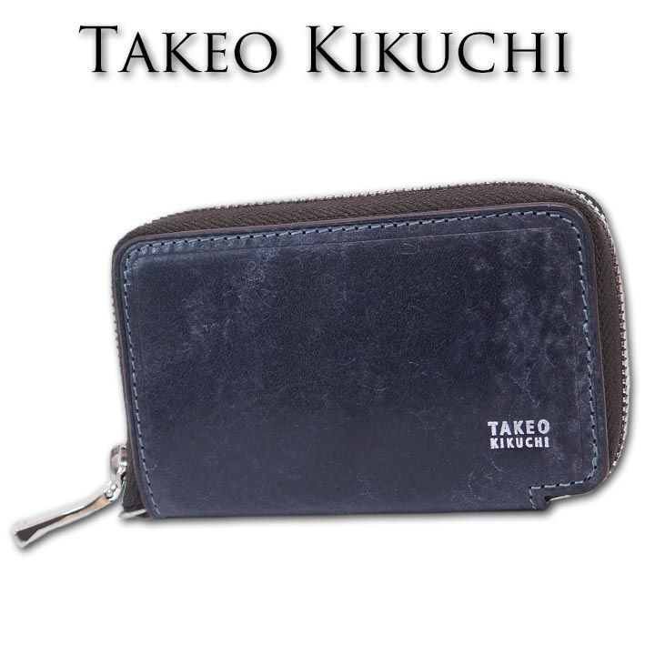 【新品】TAKEO KIKUCHI コインケース　牛革　ブルー　10，780円 TAKEO KIKUCHI タケオキクチ TALON タロン コインケース 小銭入れ L字ファスナー キーリング付き 741601 牛革 本革 レザー  革小物 メンズ 正規品