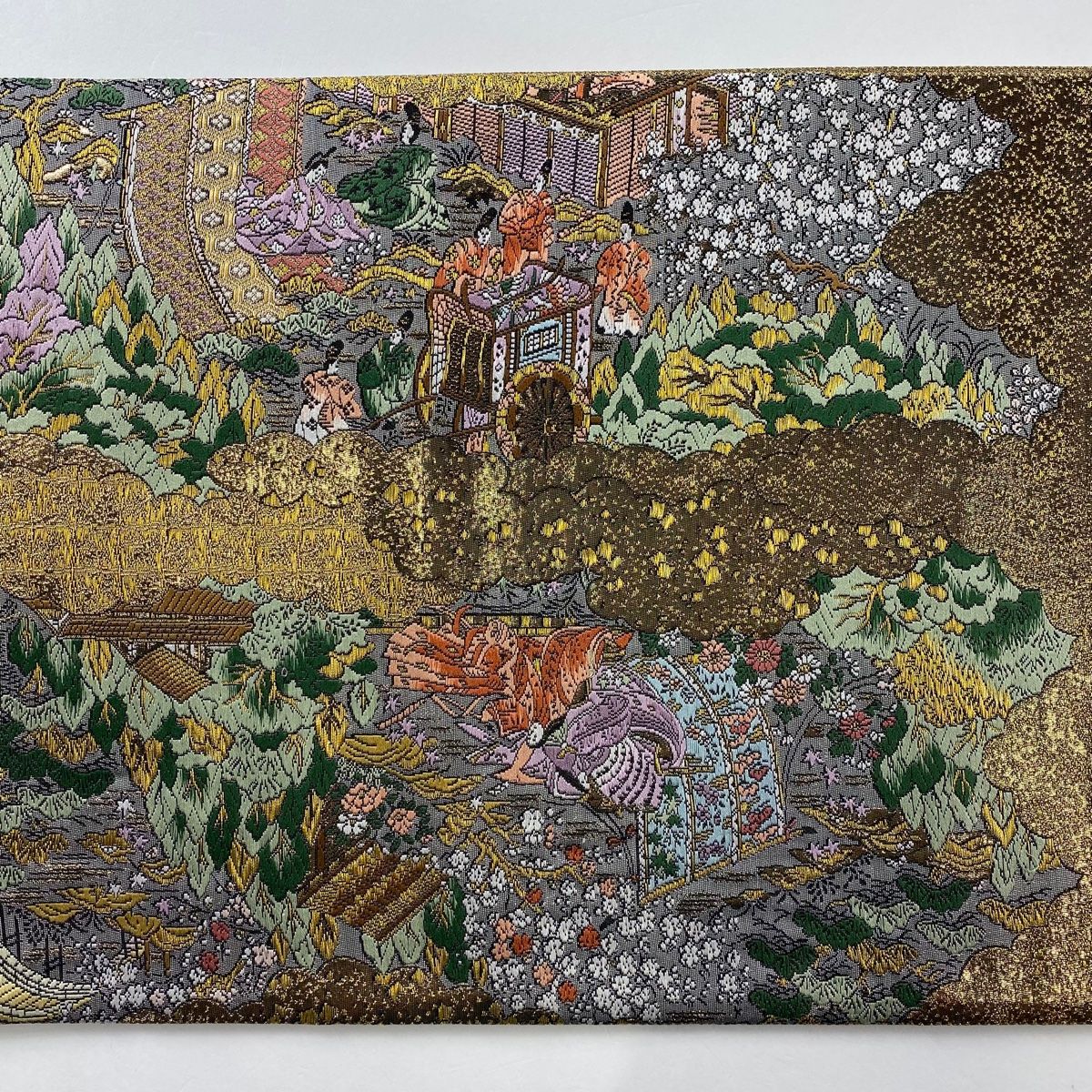 袋帯 美品 秀品 祇園祭還幸絵巻 金糸 金色 全通 正絹 【中古