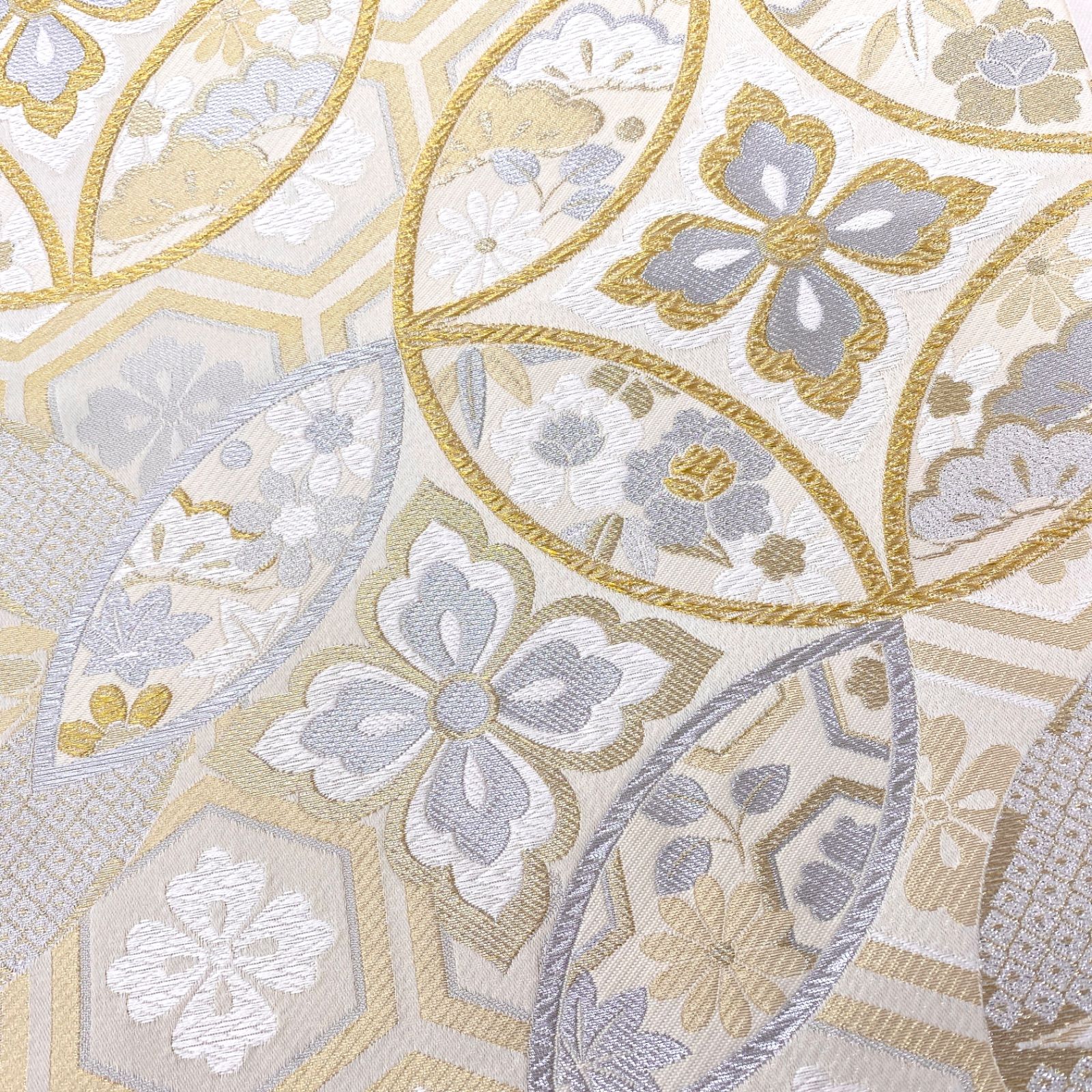 専用ページ　正絹　新品未使用品　夏の全通袋帯【七宝　小花】No2785 正絹 新品未使用品 夏の全通袋帯【七宝 小花】No2785