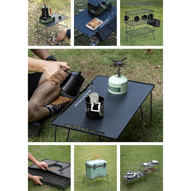 ♥品 キャンピングムーン CAMPING MOON フィールドメッシュラック キャンプ ラック ブラック 軽量 薄型 3点 アルミ天板 収納付き T-235-3TM 1 HRDEVELOPMENT_JP