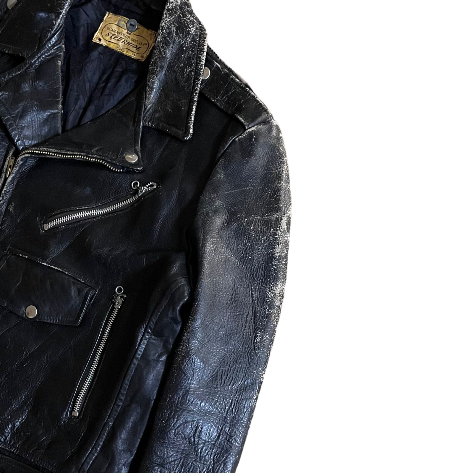 50's USA製 STEERHIDE ダブル ライダースジャケット レザー - メルカリ
