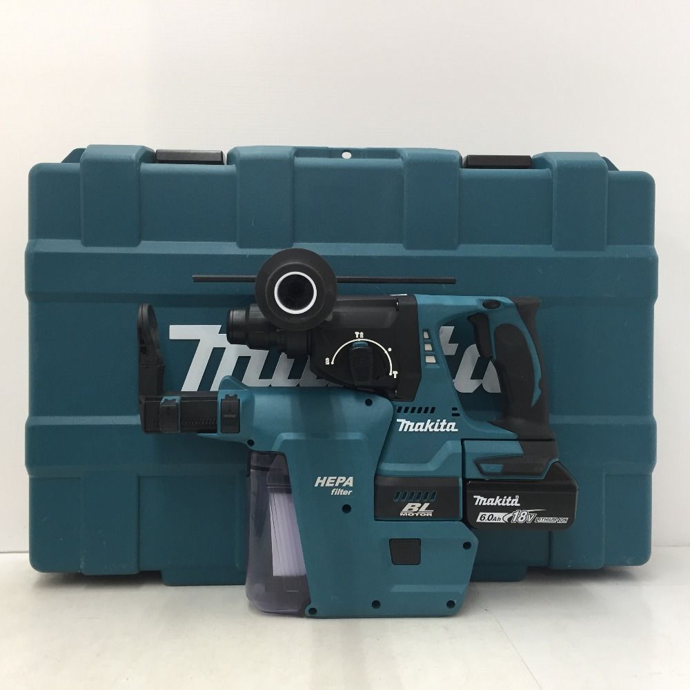 「中古美品！　MAKITA　マキタ　18ｖ　24ｍｍ　ハンマドリル　HR244D」　SDSプラスシャンク　18ｖ/6.0Ahバッテリー1個　充電器　ケース 超美品! マキタ 24mm 18V充電式ハンマドリル HR244DRGX 中古品 makita
