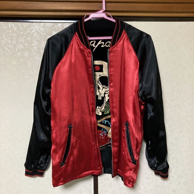 クロップドヘッズ スカジャン 別珍 黒 赤 髑髏 メンズ Sサイズ KANDAIZUMI_COM