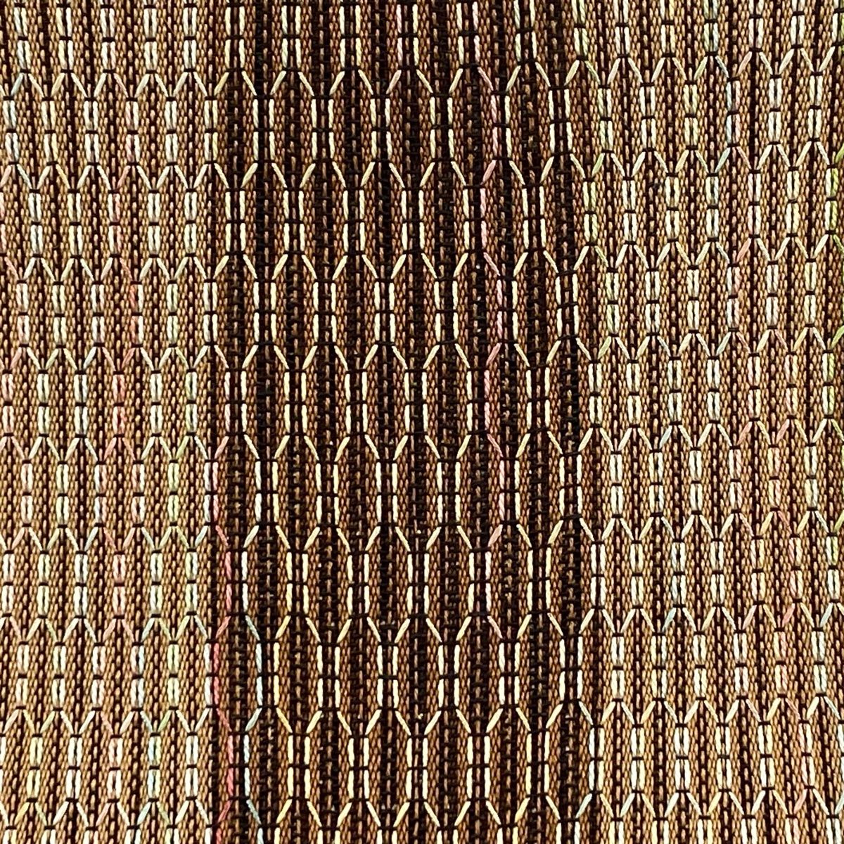 名古屋帯 秀品 夏帯 八寸名古屋帯 松葉仕立て 縞模様 幾何学模様 茶色 正絹