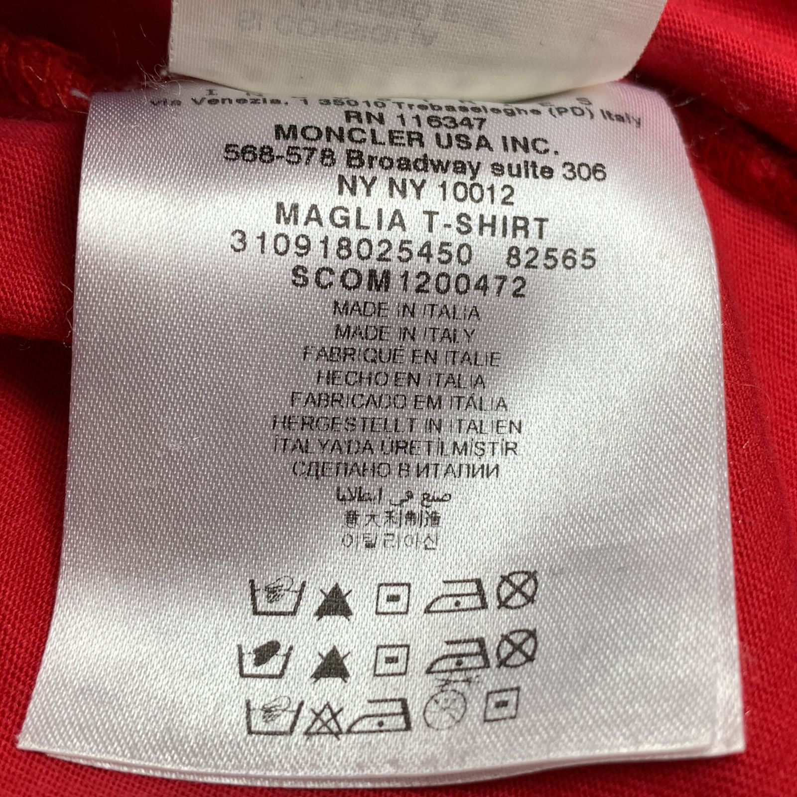 19AW　MONCLER　モンクレール 半袖Tシャツ レッド　L 19AW MONCLER モンクレール 半袖Tシャツ レッド L 19AW MONCLER