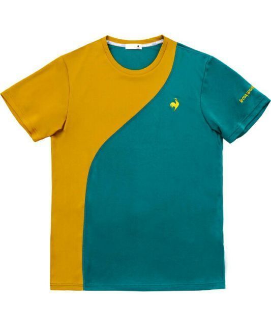 le coq sportif ルコック カラー切替ゲームシャツ グリーン L QTMWJA03 GR | 衣類 服 ウエア トップス シャツ 半袖 ショートスリーブ 切替 日よけ 紫外線対策 クーリング効果 サンスクリーン テニス 