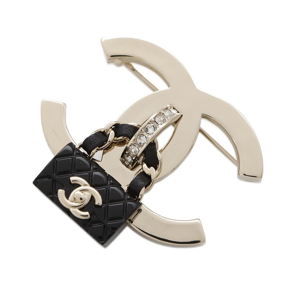 シャネル ブローチ ココマーク バッグモチーフ ラインストーン B23C ABA011 CHANEL アクセサリー 黒