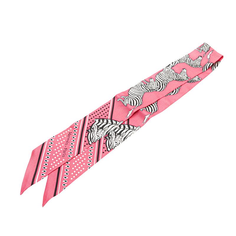 エルメス ツイリー Les Zebres Bandana ゼブラ バンダナ ピンク