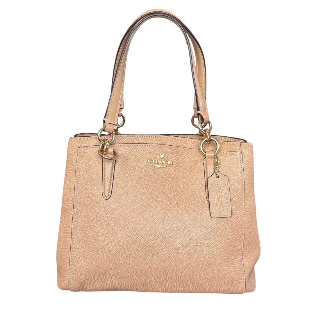 コーチ COACH 2way ハンドバッグ ショルダーバッグ レザー F13683 ラメ 斜め掛け 肩掛け ロゴ金具 チェーン ベージュ